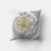 ヴィンテージかわいい青いフローラ壁紙 クッション (裏面)