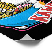 ヴィンテージかわいい食べ猫ラーメンのアニメretro japane ポスター (角)