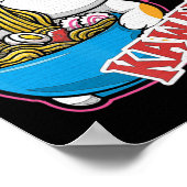 ヴィンテージかわいい食べ猫ラーメンのアニメretro japane ポスター (角)