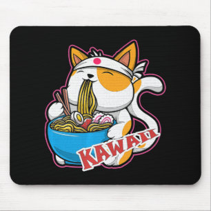 ヴィンテージかわいい食べ猫ラーメンのアニメretro japane マウスパッド
