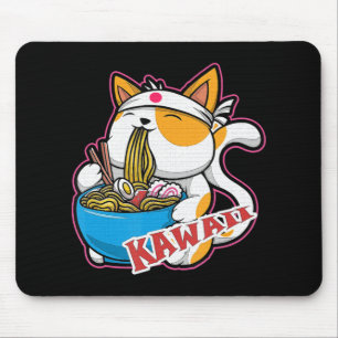 ヴィンテージかわいい食べ猫ラーメンのアニメretro japane マウスパッド