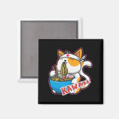 ヴィンテージかわいい食べ猫ラーメンのアニメretro japane マグネット (正面/裏面)
