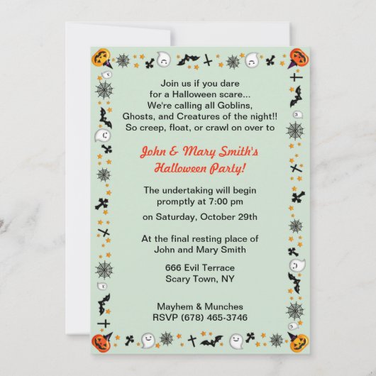 ヴィンテージかわいい魔女と猫ハロウィン 招待状 (裏面)