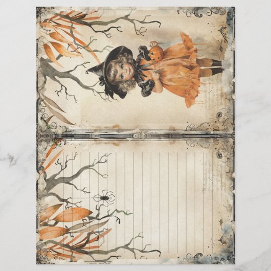 ヴィンテージかわいい魔女ハロウィンジャンクジャーナルページ (正面)