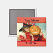 ヴィンテージかわいい魔女マグネット マグネット (正面/裏面)