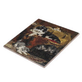 ヴィンテージかわいい黒猫と子猫 タイル (側面)