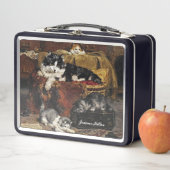 ヴィンテージかわいい黒猫と子猫 メタルランチボックス (インサイチュ)