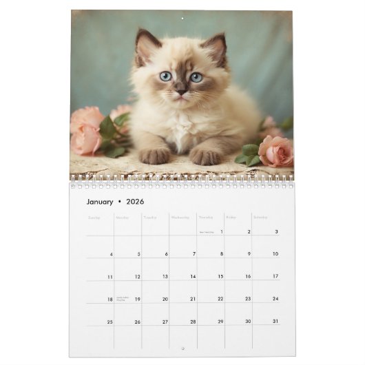 ヴィンテージかわいい2025ペット人気があるポートレートかわいい カレンダー (1月 2026)