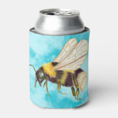 ヴィンテージかわいい（昆虫）マルハナバチイラストレーションオンクラウド 缶クーラー (缶正面)