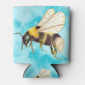 ヴィンテージかわいい（昆虫）マルハナバチイラストレーションオンクラウド 缶クーラー (正面)