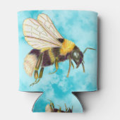 ヴィンテージかわいい（昆虫）マルハナバチイラストレーションオンクラウド 缶クーラー (裏面)