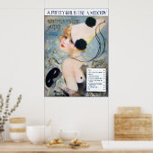 ヴィンテージかわいらしの女の子はメロディーに似ている ポスター (キッチン)