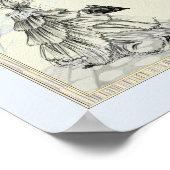 ヴィンテージかわいらしの女性と青い花 ポスター (角)