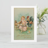 ヴィンテージかわいらしの子どもとイースターヘン シーズンカード (スタンド正面)