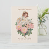 ヴィンテージかわいらしの子、バラ、バレンタインの挨拶 シーズンカード (スタンド正面)