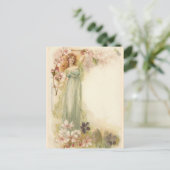 ヴィンテージかわいらしの花の少女 ポストカード (スタンド正面)