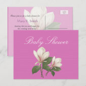 ヴィンテージかわいらしの花ピンクの赤ちゃんシャワー インビテーションポストカード (正面/裏面)