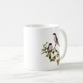 ヴィンテージかわいらしの鳥が枝の上に コーヒーマグカップ (正面右)