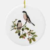 ヴィンテージかわいらしの鳥が枝の上に セラミックオーナメント (裏面)