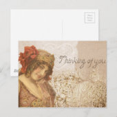 ヴィンテージかわいらしアールデコレディ考えるズ・オブ・ユー ポストカード (正面/裏面)