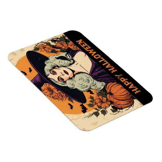 ヴィンテージかわいらしウィッチフラワーハッピーハローウィン マグネット (右側)