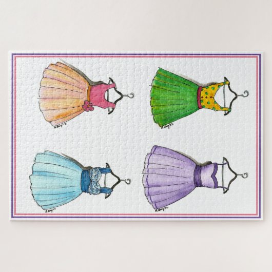 ヴィンテージかわいらしウェア1950sプロムパーティードレス ジグソーパズル (横)