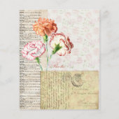 ヴィンテージかわいらしカーネーションのスクラップブック紙 (裏面)