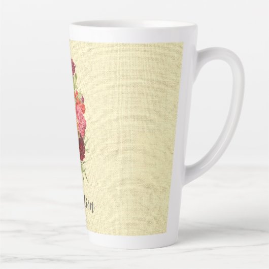 ヴィンテージかわいらしカーネーションブーケ カフェラテマグ (右)