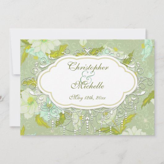 ヴィンテージかわいらしガーデニアフラワー結婚式招待状 招待状 (正面)