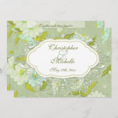 ヴィンテージかわいらしガーデニアフラワー結婚式招待状 招待状 (正面/裏面)