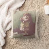 ヴィンテージかわいらしガールと子猫と名前 クッション (ブランケット)