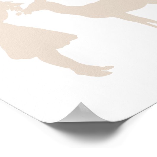 ヴィンテージかわいらしガールと鹿のシルエット ポスター (角)