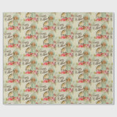 ヴィンテージかわいらしガールグリーンギフトラップ ラッピングペーパー (フラット)