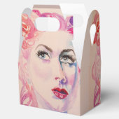 ヴィンテージかわいらしガール結婚ズケーキ愛用ボックスピンク フェイバーボックス (オープン)