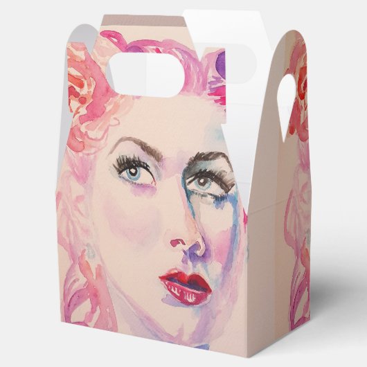 ヴィンテージかわいらしガール結婚ズケーキ愛用ボックスピンク フェイバーボックス (オープン)