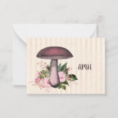 ヴィンテージかわいらしキノコとフローラモノグラム ノートカード (正面)