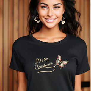 ヴィンテージかわいらしクリスマスバタフライ トライブレンドTシャツ