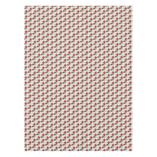 ヴィンテージかわいらしクリスマスレッドグリーンオーナメント テーブルクロス (正面)