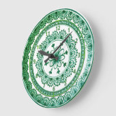 ヴィンテージかわいらしグリーンデフトプレート時計 ラージ壁時計 (傾斜)