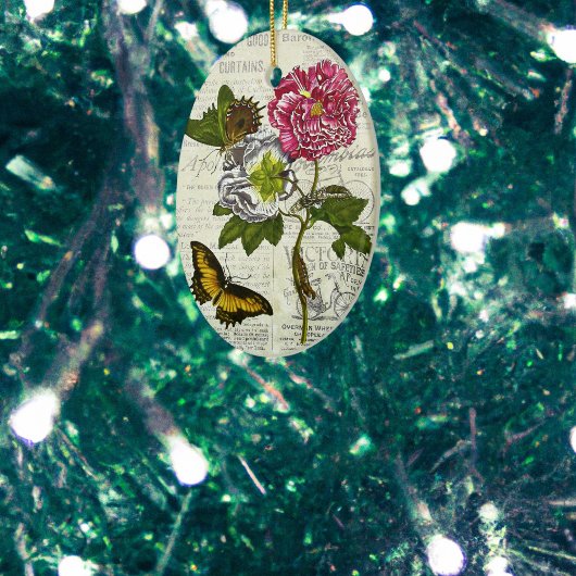 ヴィンテージかわいらしコラージュ セラミックオーナメント