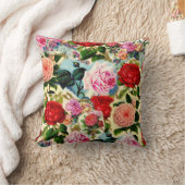 ヴィンテージかわいらしシックフローラバラガーデンコラージュ クッション (ブランケット)