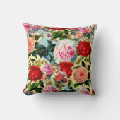 ヴィンテージかわいらしシックフローラバラガーデンコラージュ クッション (正面)