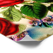 ヴィンテージかわいらしシックフローラバラガーデンコラージュ ポスター (角)