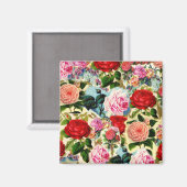 ヴィンテージかわいらしシックフローラバラガーデンコラージュ マグネット (正面/裏面)