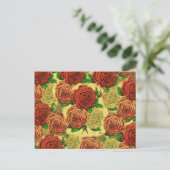 ヴィンテージかわいらしシック赤バラ壁紙コラージュ ポストカード (スタンド正面)