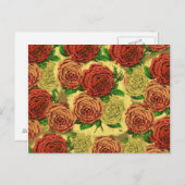 ヴィンテージかわいらしシック赤バラ壁紙コラージュ ポストカード (正面/裏面)