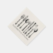 ヴィンテージかわいらしシルバーウェア、名前と文字 スタンダードカクテルナプキン (角)