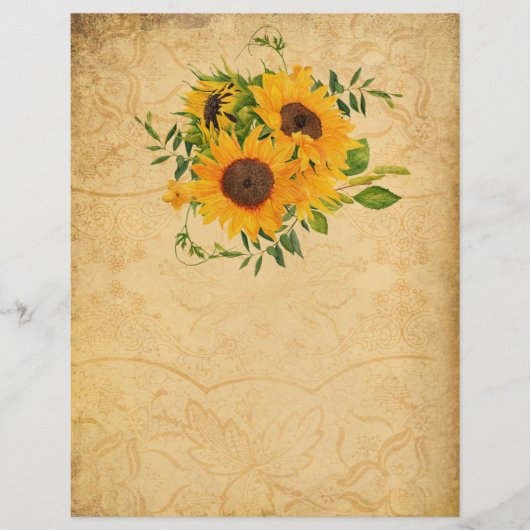 ヴィンテージかわいらしスタイルひまわりスクラップブック紙 (正面)