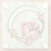 ヴィンテージかわいらしスタイルミントフローラサークルコースター ガラスコースター (裏面)