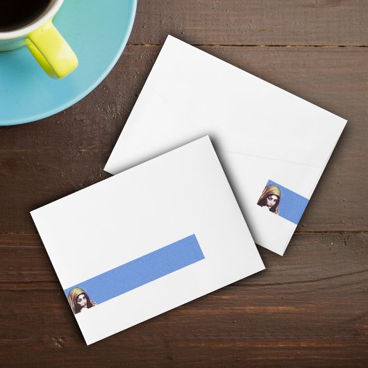 ヴィンテージかわいらしダークヘアレディーゴールデンヴェール ラップアラウンド宛名ラベル